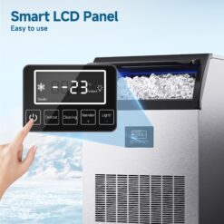 SIMZLIFE 350 lbs/24H Full Size Cubes Commercial Ice Maker in Silver Stainless Steel with 44-lb Ice Storage Bin and Auto-cleaning
