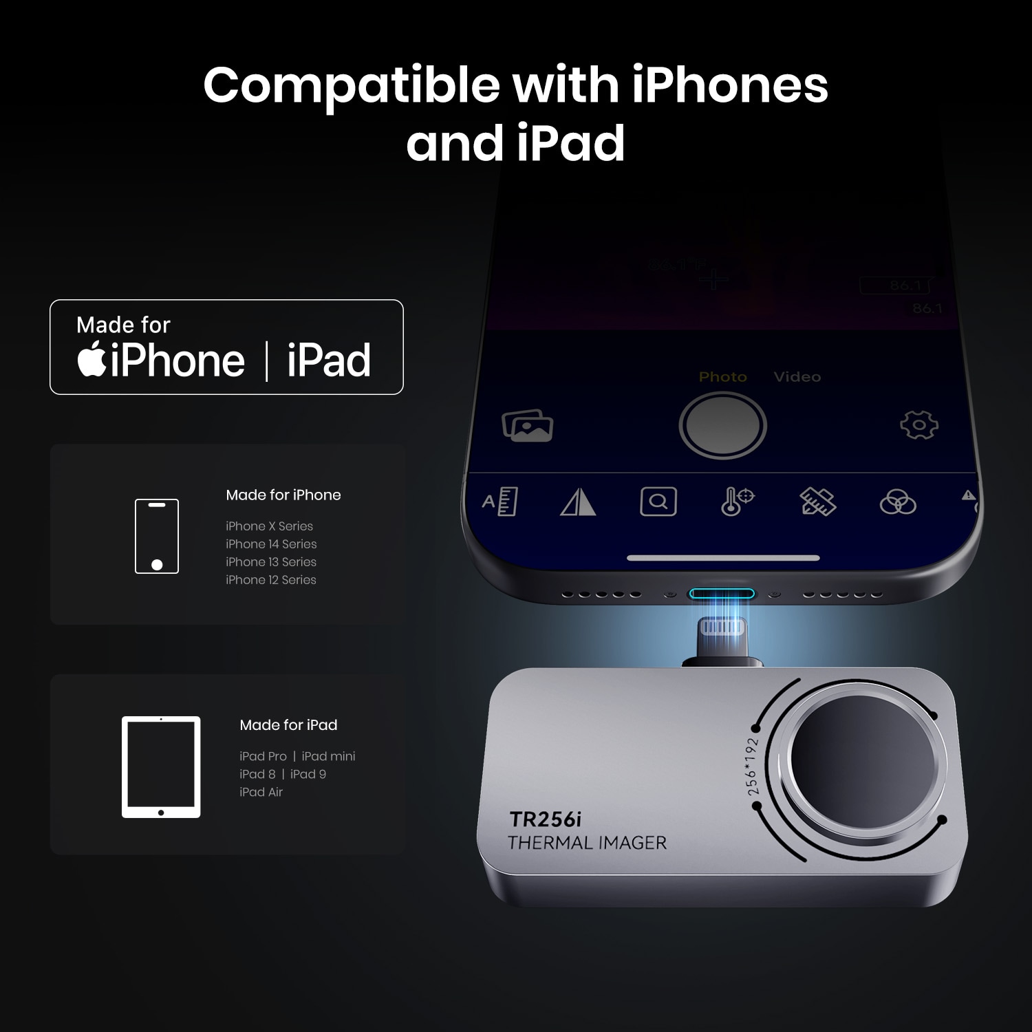 MILESEEY iPhone/iPad Plug-in Inspection 49152-Pixel Thermal Camera
