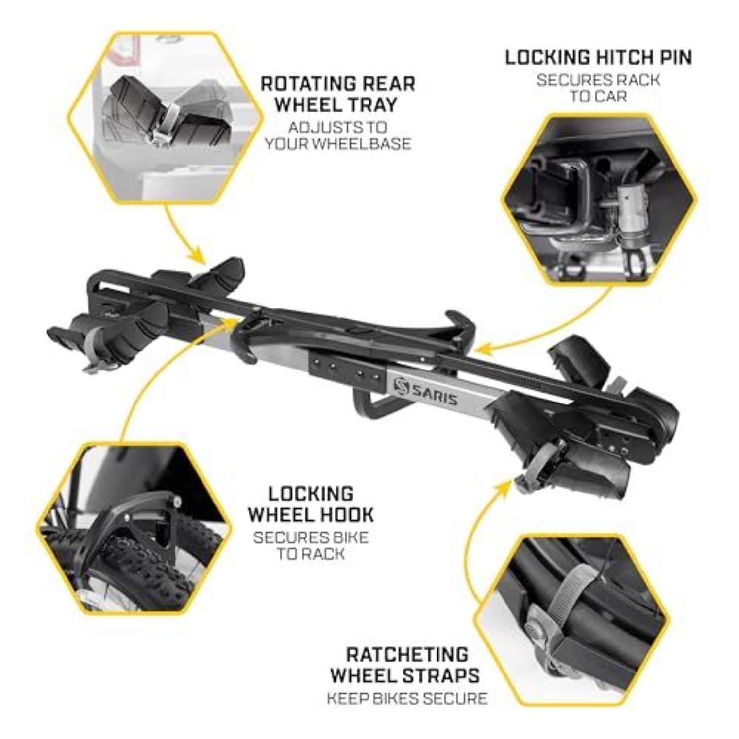 Saris Freedom 2 Bike Hitch Rack Aluminum Platform Carrier Fits 1.25 and 2 Inch Receivers
