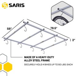Saris Cycle Glide Ceiling Bike Rack - 4 Bike Capacity Bike Hanging System for Garage