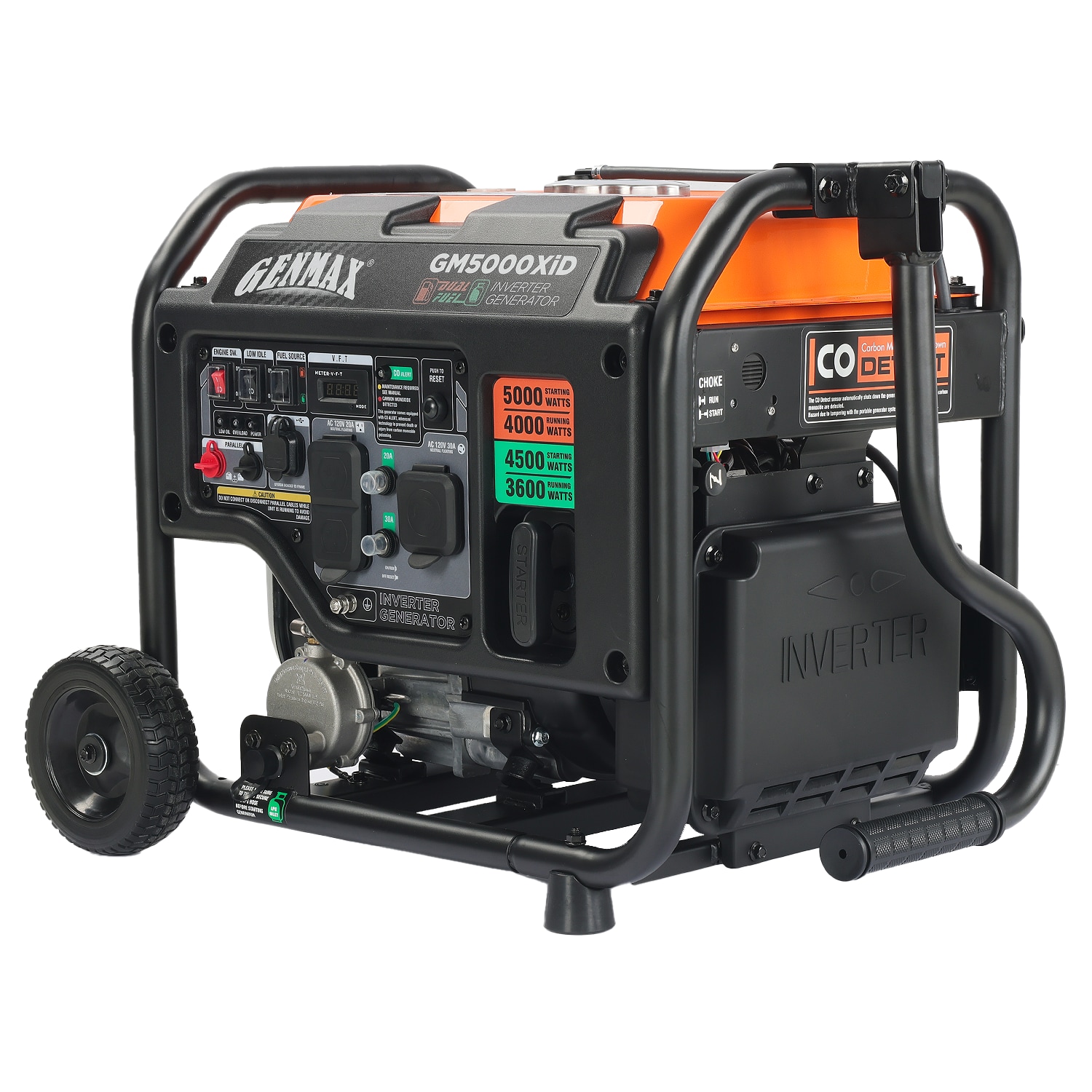 GENMAX 5000 Starting / 4000 Running Watt Gasoline/Liquid propane Dual Fuel Portable Generator
