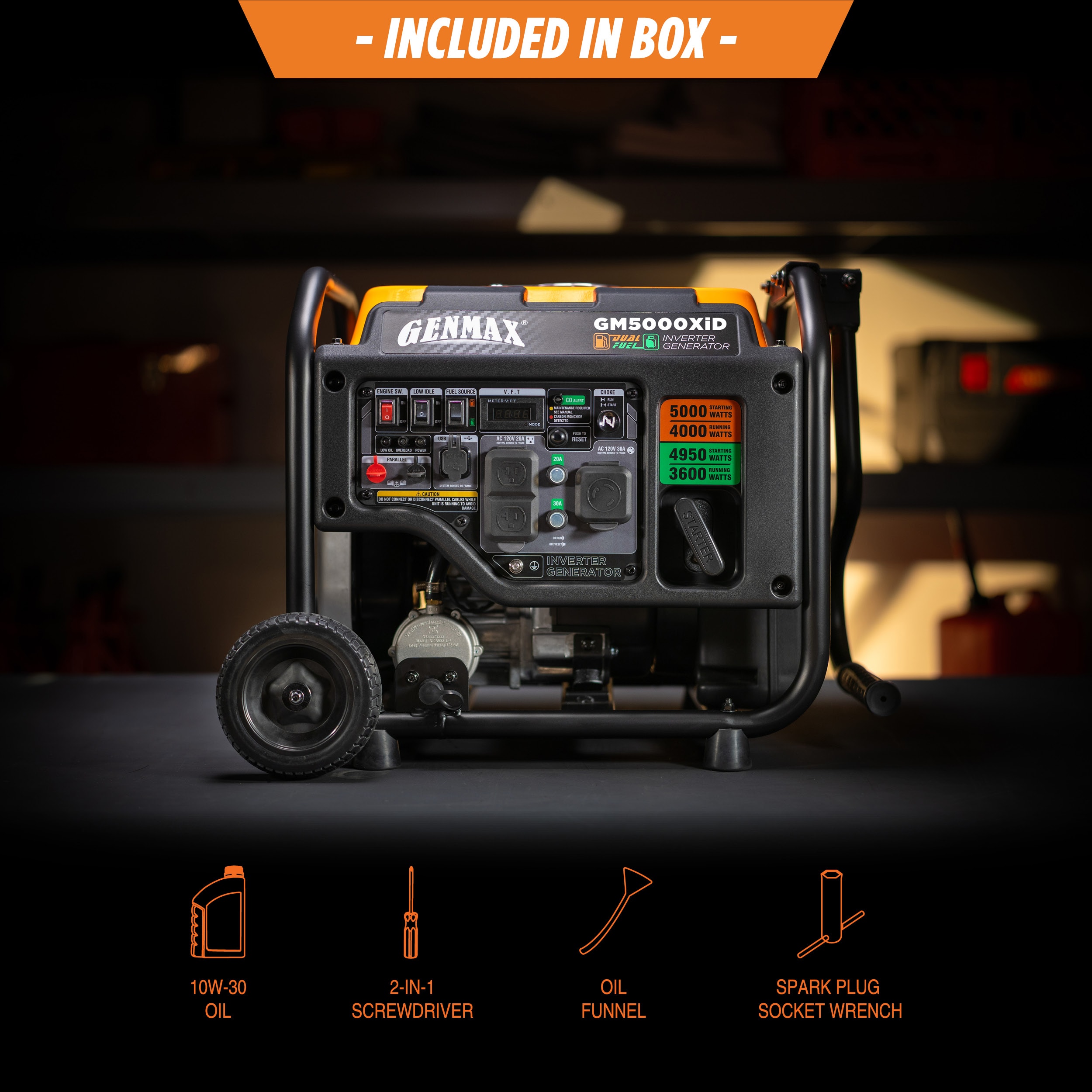 GENMAX 5000 Starting / 4000 Running Watt Gasoline/Liquid propane Dual Fuel Portable Generator
