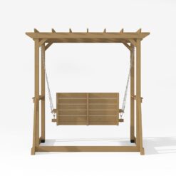Homsee 82.1 Inch Wide Cedar Wood Arbor Gazebo Swing Chair for Two with Ergonomic High Back Pavilion Canopy and Galvanized Chains for Backyard Patio and Balcony 82.1''L x 63''W x 81.1''H Brown