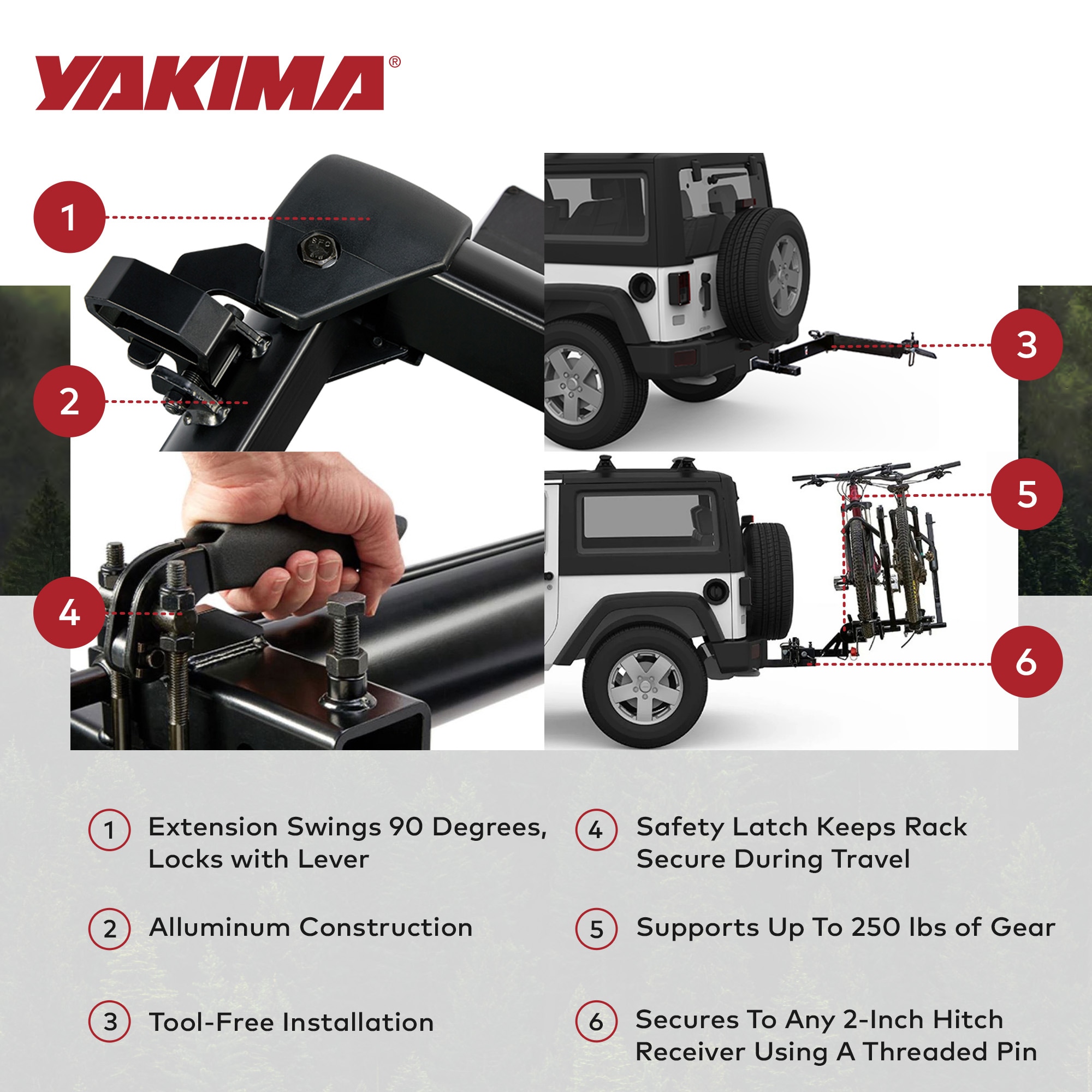 YAKIMA BackSwing Hitch Rack Swing Away Adapter Compatible w/HoldUp EVO Black