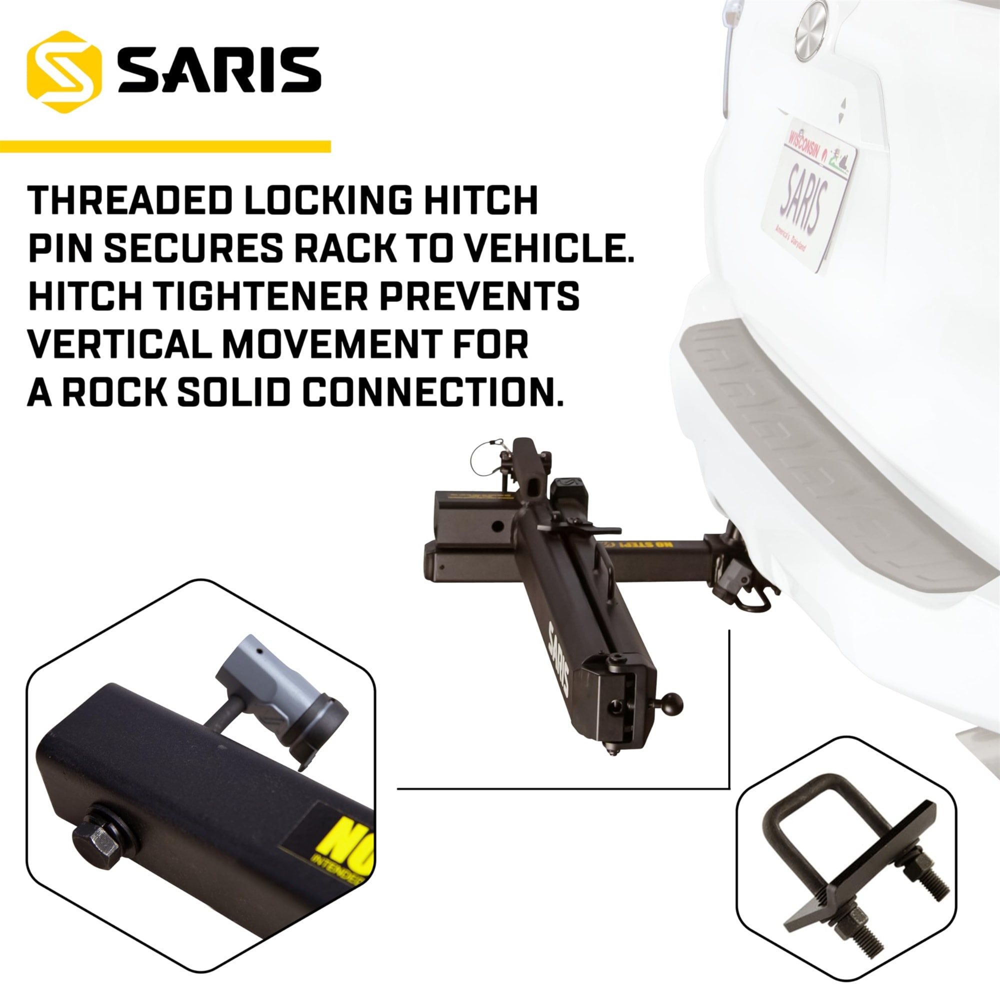Saris Swing Away Hitch Adapter - 2 Inch Receiver - 250 lb Capacity - Foldable Hitch Cargo Carrier
