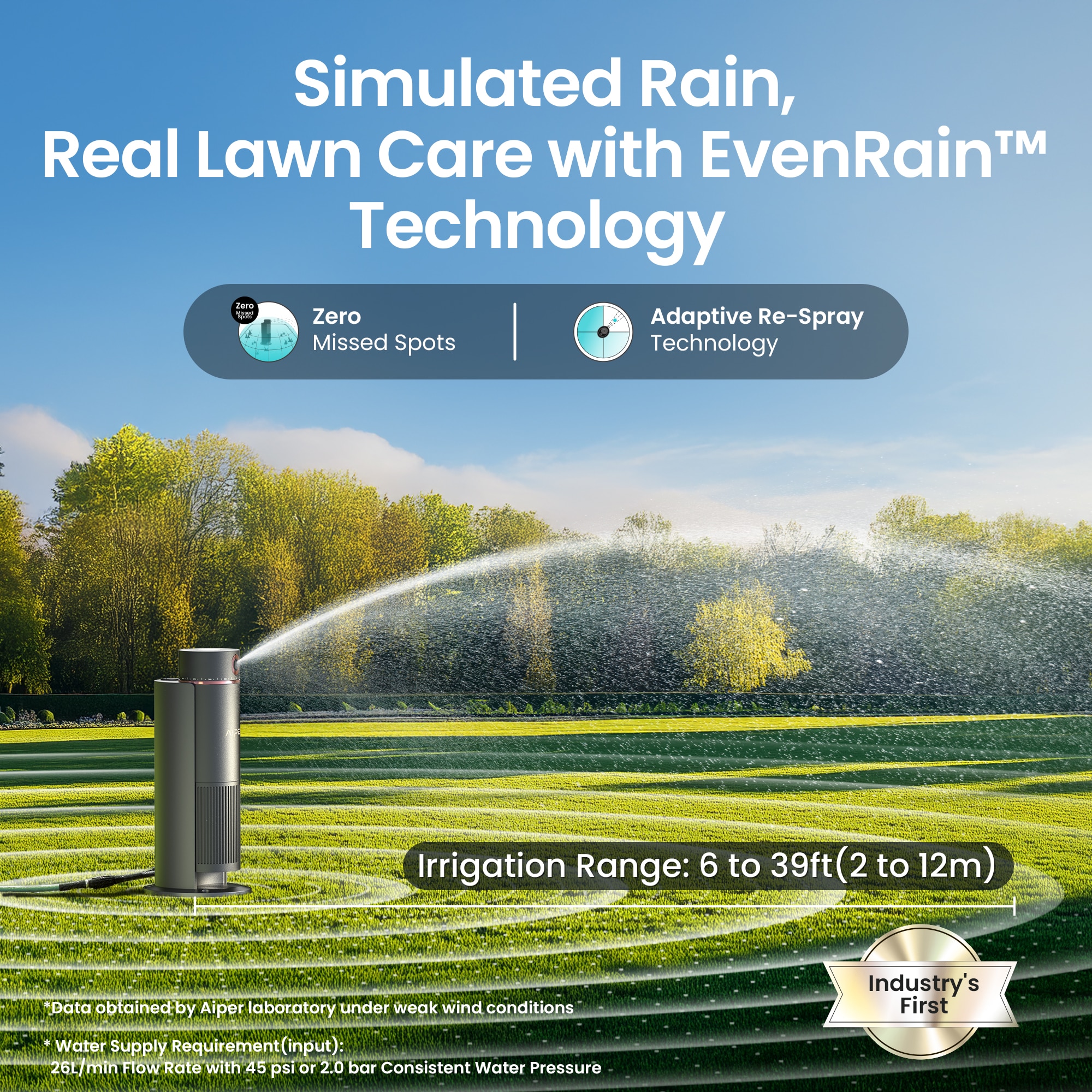 Aiper IrriSense N2 Smart Lawn Irrigator for Areas up to 4300 sq ft with Automatic Fertilizer and Pesticide Dispensing Weather Sensor Watering Customizable Mapping and App Scheduling