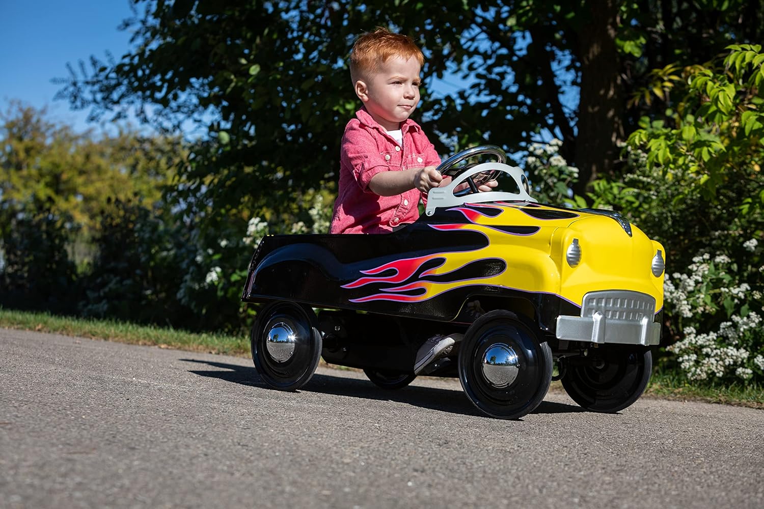 Kid Trax Street Rod Pedal Car, Indoor/Outdoor Toys for Toddlers Ages 3–5, Classic Design Ride On Car, Kid Cars to Drive, Ride On Toy, Toddler Boy Toys, Durable Steel Cars for Kids, Max Weight of 60lbs