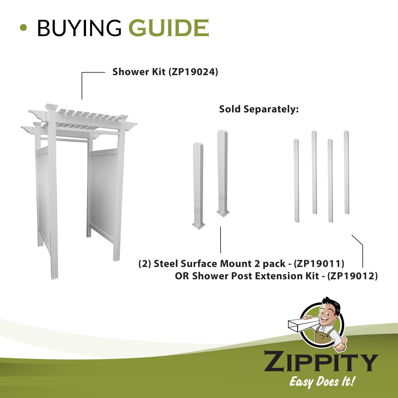 Zippity Outdoor Products 61.5-in x 46.5-in x 88.75-in White Outdoor Shower Kit Enclosure