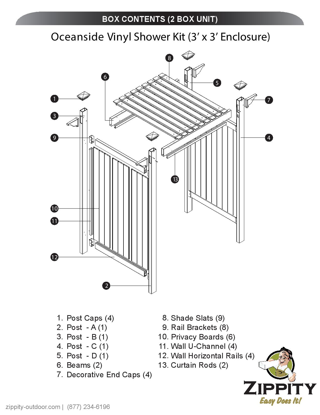 Zippity Outdoor Products 61.5-in x 46.5-in x 88.75-in White Outdoor Shower Kit Enclosure