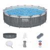Bestway Steel Pro MAX 15 Feetx42 Inches Metal Frame Above Ground Pool Set and LED Light