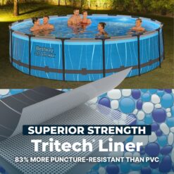 Bestway Steel Pro MAX 15 Feetx42 Inches Metal Frame Above Ground Pool Set and LED Light