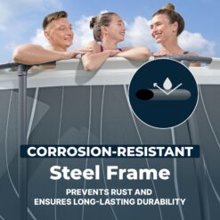 Bestway Steel Pro MAX 15 Feetx42 Inches Metal Frame Above Ground Pool Set and LED Light
