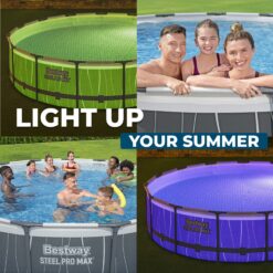 Bestway Steel Pro MAX 15 Feetx42 Inches Metal Frame Above Ground Pool Set and LED Light