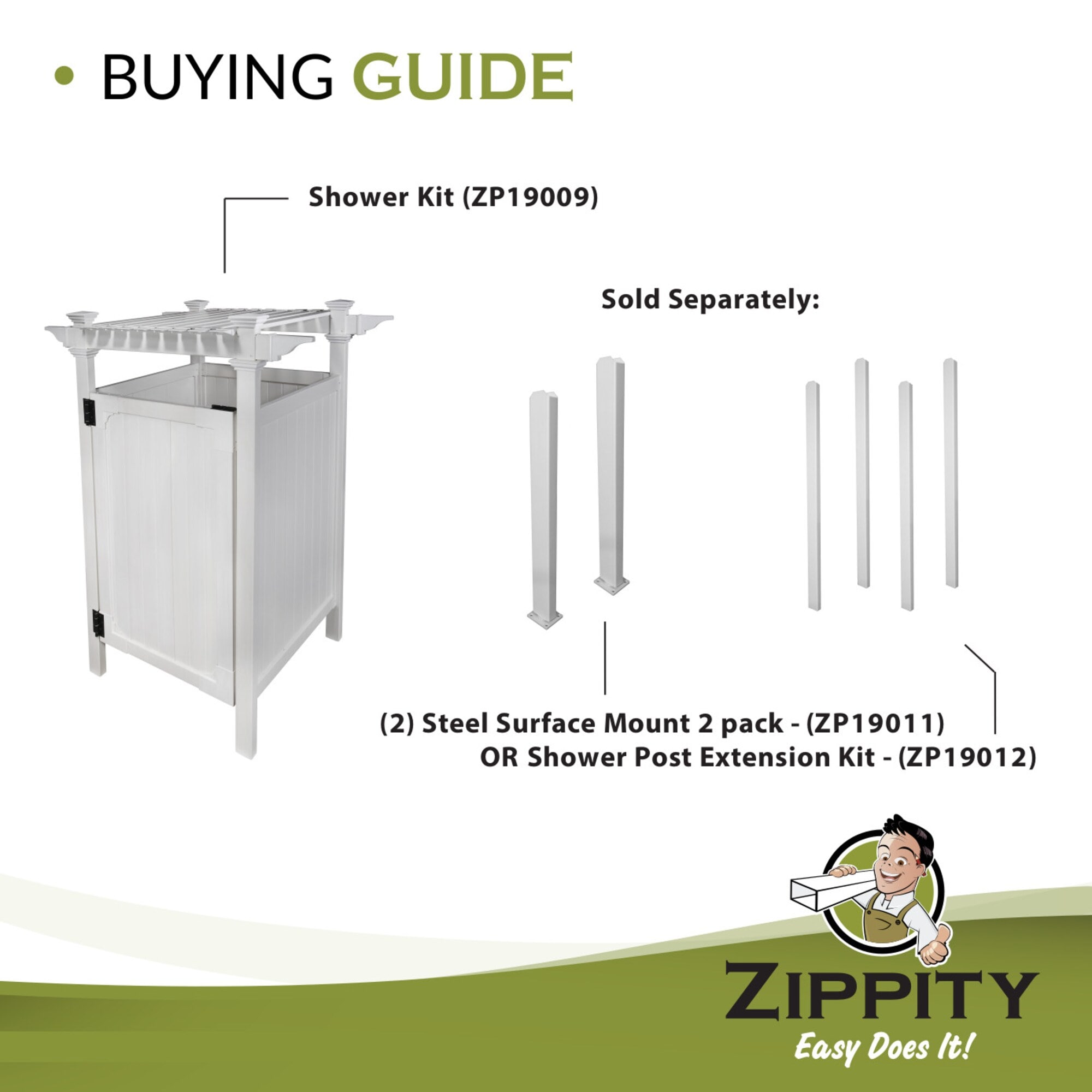 Zippity Outdoor Products 61.625-in x 46.625-in x 88.75-in White Outdoor Shower Kit Enclosure