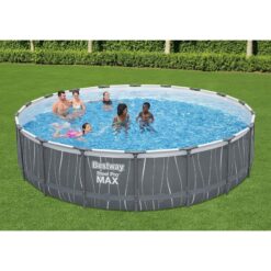 Bestway Steel Pro MAX 18 Feet x 48 Inches Round Above Ground Pool Set w/LED Light and Remote