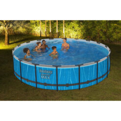 Bestway Steel Pro MAX 18 Feet x 48 Inches Round Above Ground Pool Set w/LED Light and Remote
