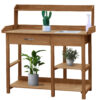 VEIKOUS Wooden Potting Bench Tables 46-in x 47.9-in x 15.3-in Natural Potting Bench
