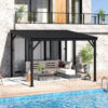 VEIKOUS 10-ft W x 8-ft L x 7-ft 6-1/2-in H Black Metal Attached Pergola