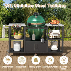 VEIKOUS Black Steel Grill cart