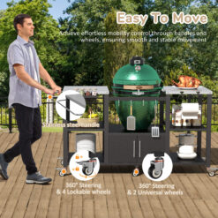 VEIKOUS Black Steel Grill cart