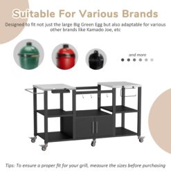 VEIKOUS Black Steel Grill cart