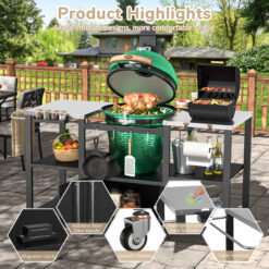VEIKOUS Black Steel Grill cart