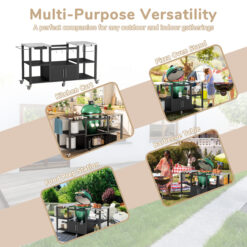 VEIKOUS Black Steel Grill cart