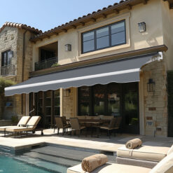 VEIKOUS 155.7-in Width x 10-in Height x 96-in Projection Gray Manual Retractable Patio Awning