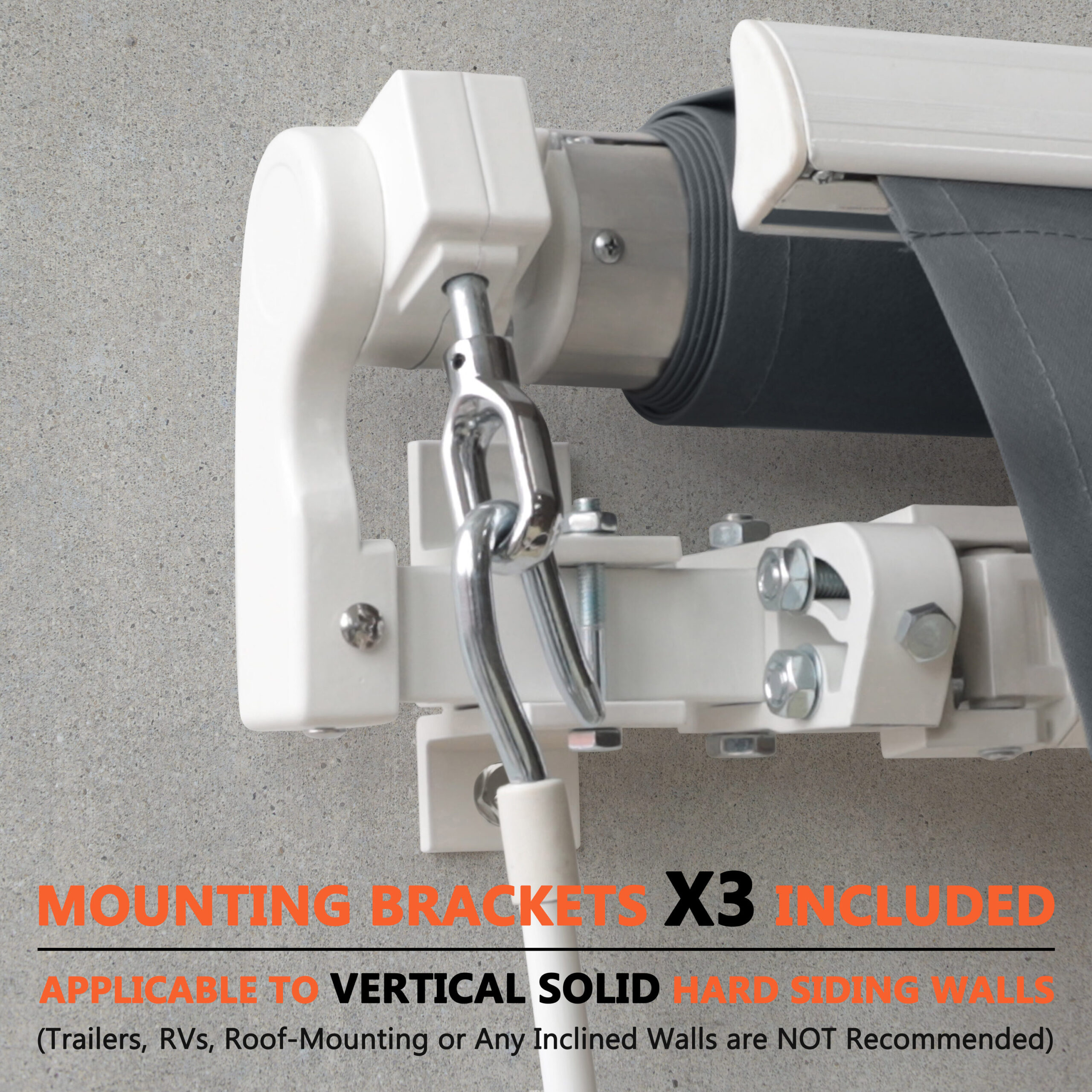 VEIKOUS 155.7-in Width x 10-in Height x 96-in Projection Gray Manual Retractable Patio Awning