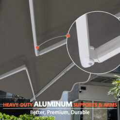 VEIKOUS 155.7-in Width x 10-in Height x 96-in Projection Gray Manual Retractable Patio Awning