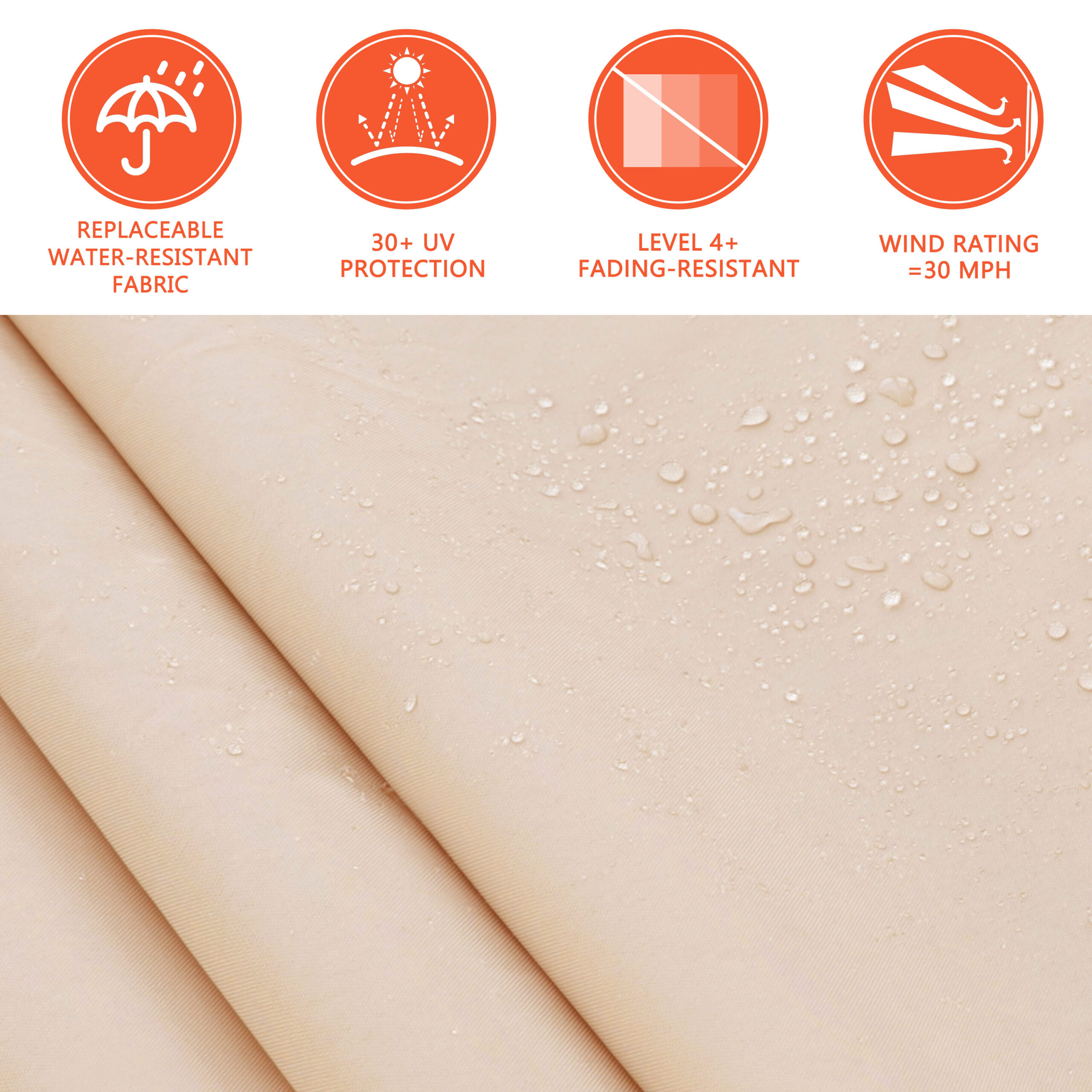 VEIKOUS 155.7-in Width x 10-in Height x 96-in Projection Beige Manual Retractable Patio Awning