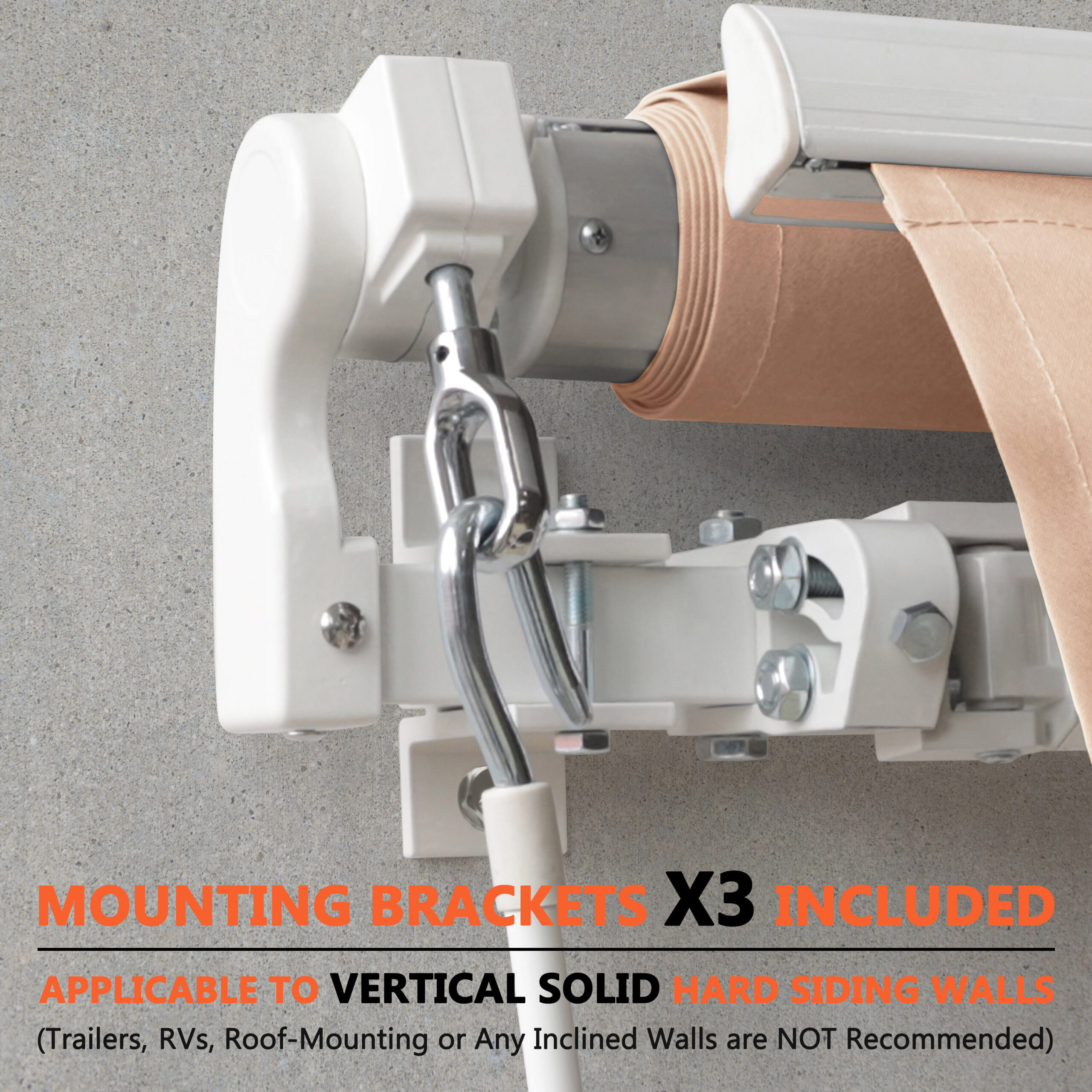 VEIKOUS 155.7-in Width x 10-in Height x 96-in Projection Beige Manual Retractable Patio Awning