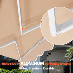 VEIKOUS 155.7-in Width x 10-in Height x 96-in Projection Beige Manual Retractable Patio Awning