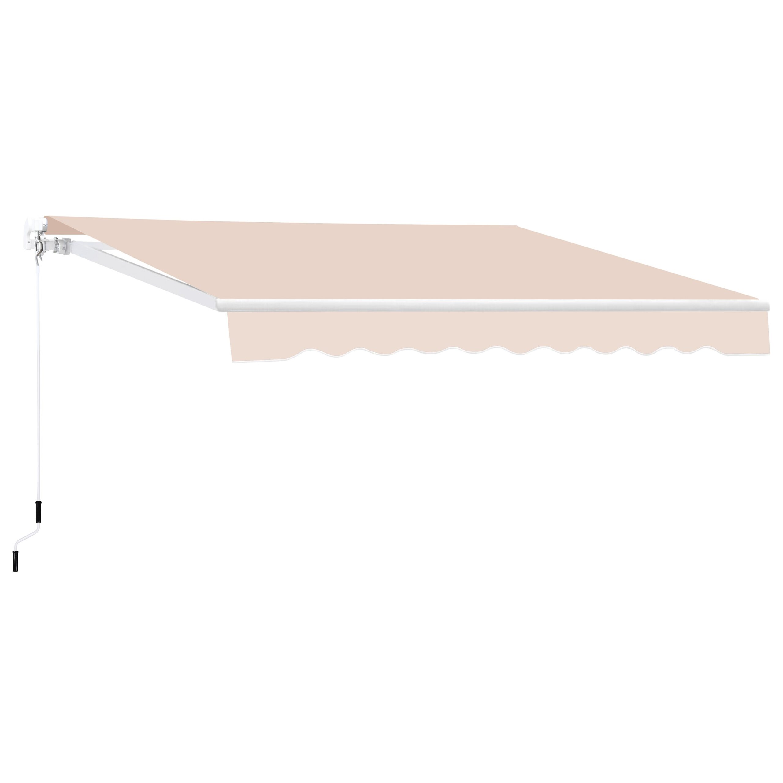 VEIKOUS 116.3-in Width x 10-in Height x 96-in Projection Beige Fabric Manual Retractable Patio Awning