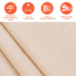 VEIKOUS 116.3-in Width x 10-in Height x 96-in Projection Beige Fabric Manual Retractable Patio Awning
