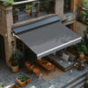 VEIKOUS 116.3-in Width x 10-in Height x 96-in Projection Gray Fabric Manual Retractable Patio Awning
