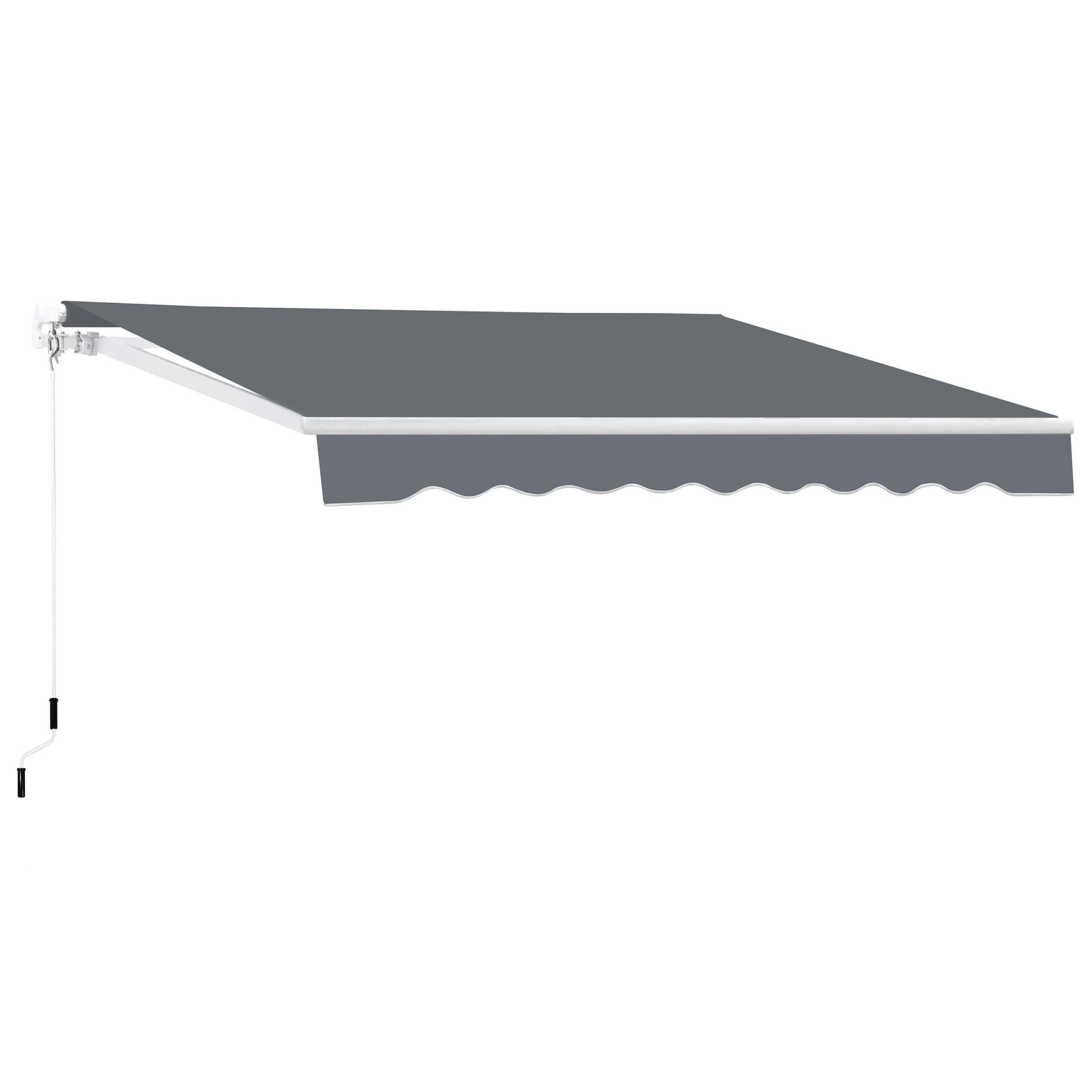 VEIKOUS 116.3-in Width x 10-in Height x 96-in Projection Gray Fabric Manual Retractable Patio Awning