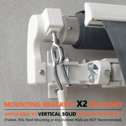 VEIKOUS 116.3-in Width x 10-in Height x 96-in Projection Gray Fabric Manual Retractable Patio Awning
