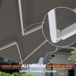 VEIKOUS 116.3-in Width x 10-in Height x 96-in Projection Gray Fabric Manual Retractable Patio Awning