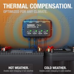 NOCO GENIUS2X4: 8A 4-Bank Smart Battery Charger (2A/Bank) - 6V/12V Automatic Maintainer, Trickle Charger & Desulfator