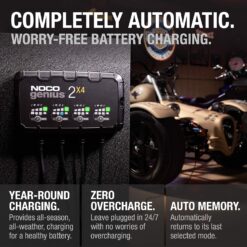 NOCO GENIUS2X4: 8A 4-Bank Smart Battery Charger (2A/Bank) - 6V/12V Automatic Maintainer, Trickle Charger & Desulfator