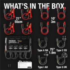 NOCO GENIUS2X4: 8A 4-Bank Smart Battery Charger (2A/Bank) - 6V/12V Automatic Maintainer, Trickle Charger & Desulfator