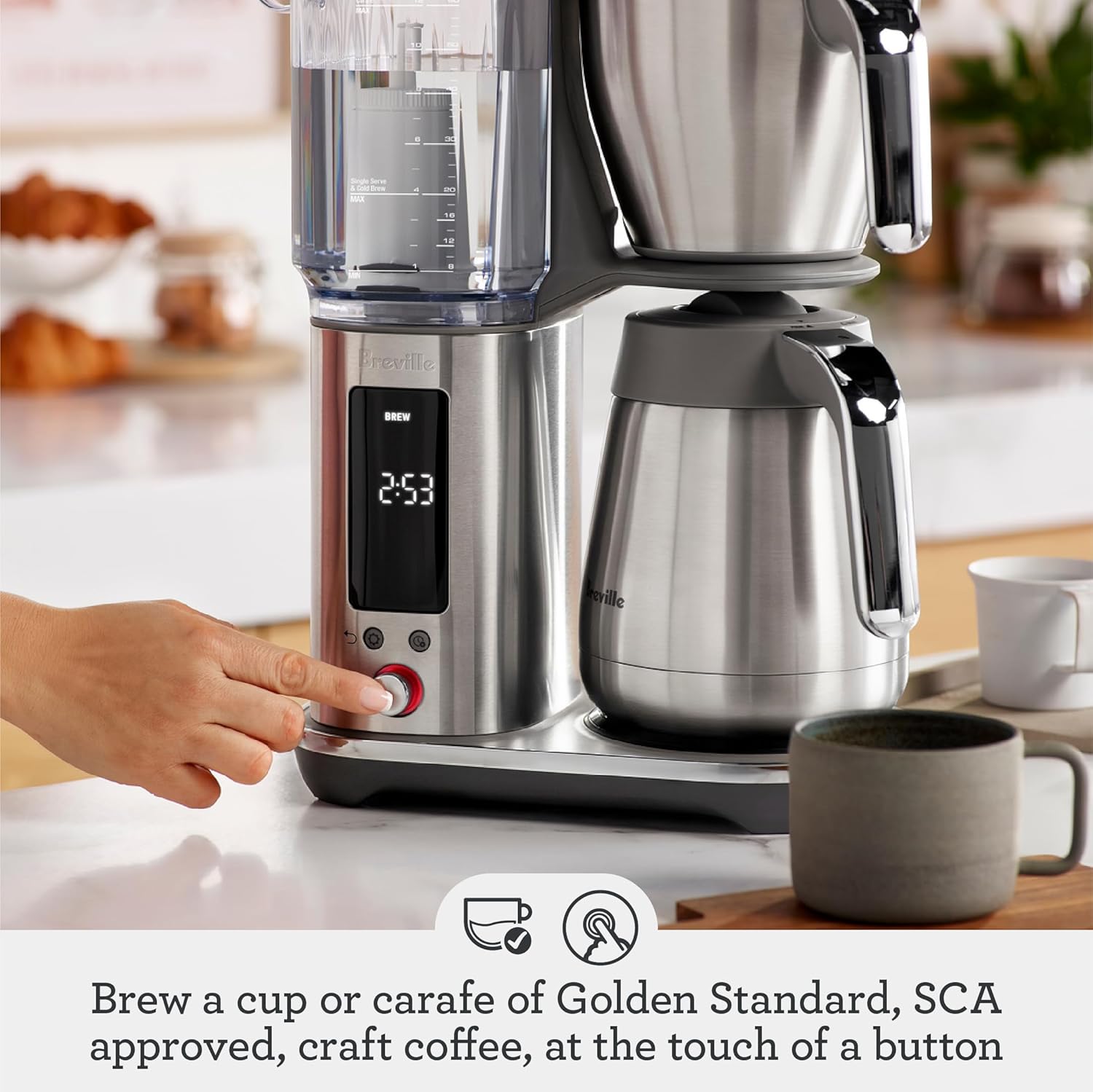 Breville Luxe Drip Coffee Machine BDC465DBL, Damson Blue, Thermal Carafe