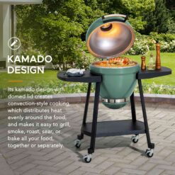 Sunjoy 386-Sq. in Green Portable Charcoal Grill