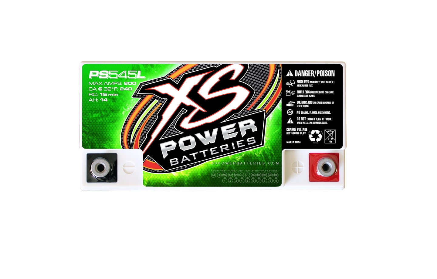 XS Power PS545L 800 Amp 12V Power Cell 600W Car Audio AGM Battery CA: 276/Ah: 17