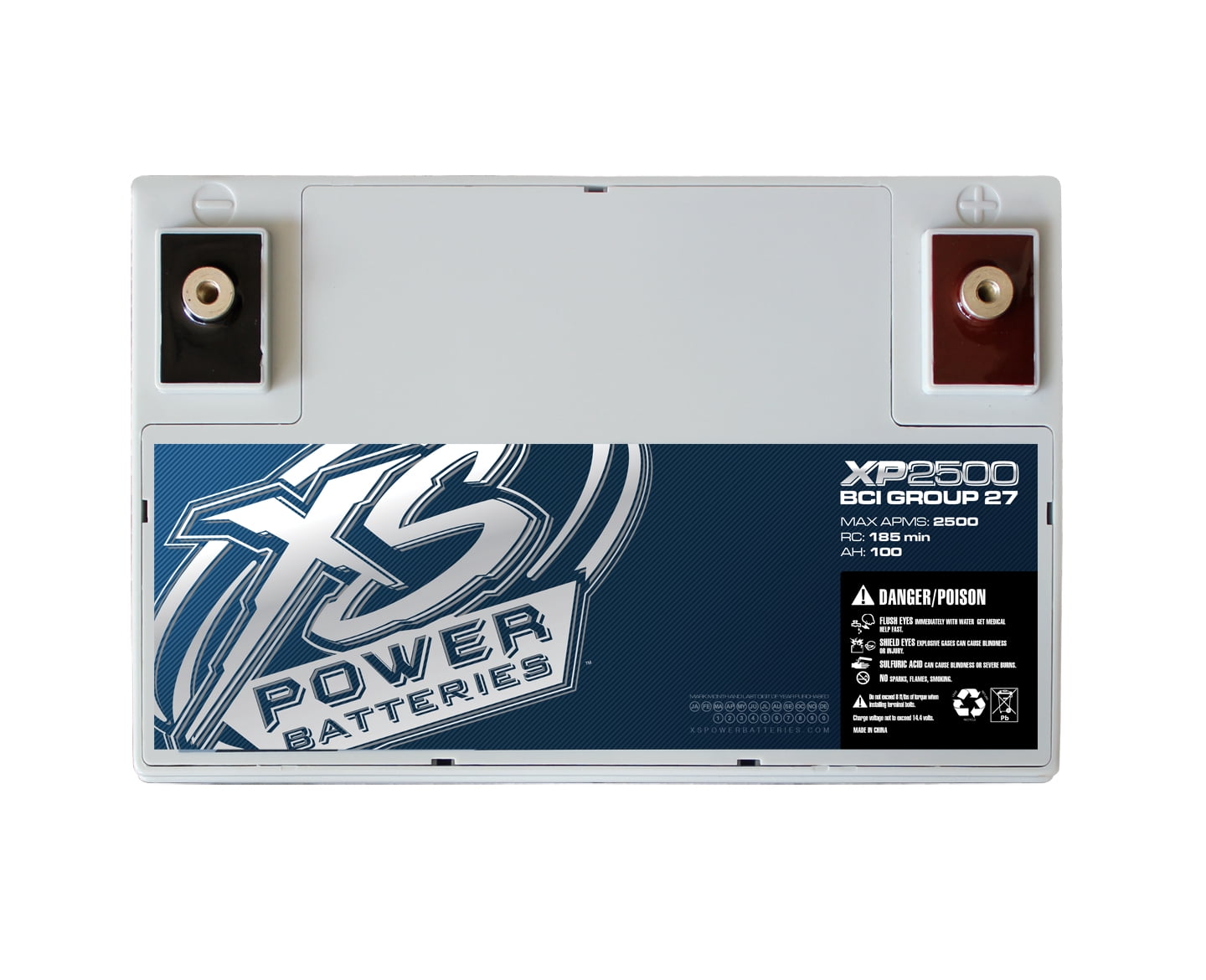 XS Power Supplemental Car Audio Power 12 Volt AGM Battery with2000 Amps & 80 Amp Hours & 150 Minutes of Reserve Capacity