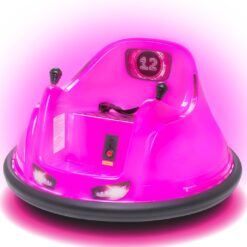 Flybar 6V Pink Glow Bumper Car for Kids – LED Ride-On Toy with 360° Spin, Rechargeable Battery, and Soft Rubber Bumpers – Safe Indoor Fun for Toddlers Ages 1.5+, Up to 66 lbs