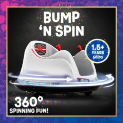 Flybar FunPark 6V Electric Bumper Car Ride-On for Toddlers, Ages 1.5–4 Years, LED Lights, 360° Spin, Supports up to 66 lbs (No Remote)