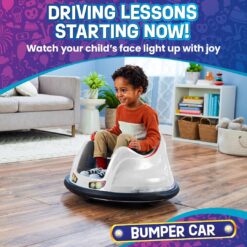 Flybar FunPark 6V Electric Bumper Car Ride-On for Toddlers, Ages 1.5–4 Years, LED Lights, 360° Spin, Supports up to 66 lbs (No Remote)