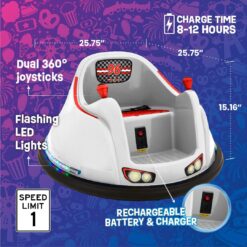Flybar FunPark 6V Electric Bumper Car Ride-On for Toddlers, Ages 1.5–4 Years, LED Lights, 360° Spin, Supports up to 66 lbs (No Remote)